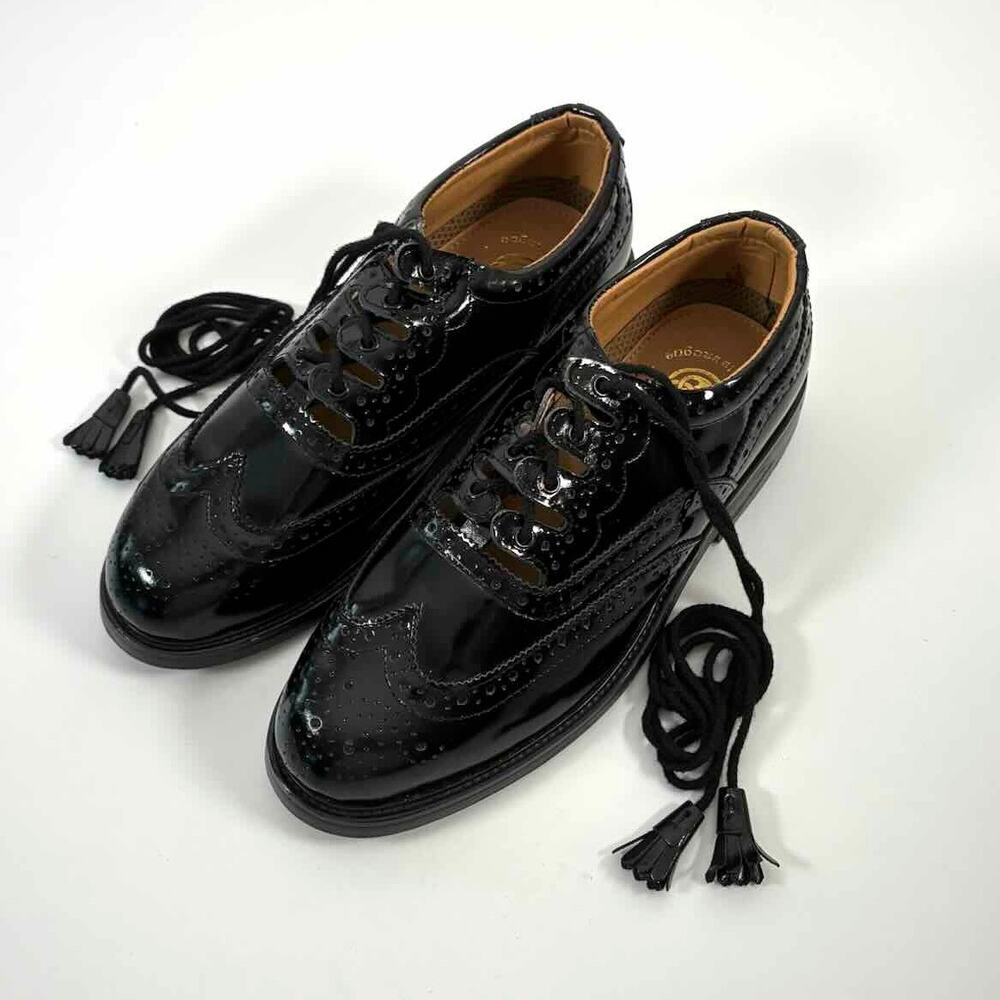 Scottish Ghillie Brogue Men's Black Patent Leather Dress Shoes - UK 9 US 10